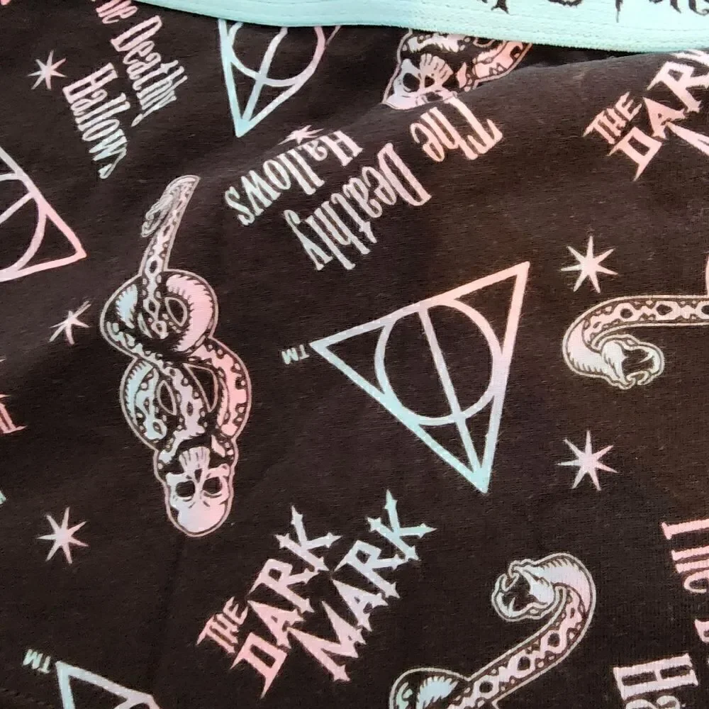 5X 28W Torrid Black Blue Harry Potter Boyshort Panty Deathly Hallows Snake Skull